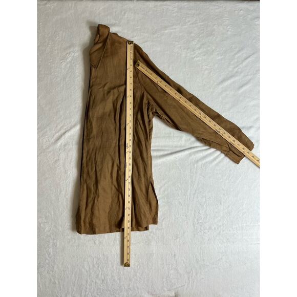 Venezia Jeans Women’s Linen Button Up Blouse Size 2X 18-20 Brown Coastal Casual - Picture 6 of 7